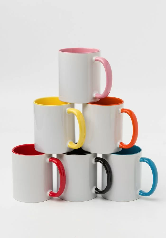 Colored ceramic mug inside